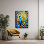 Majestic gestyltes Glass Peacock Art Nouveau Poster