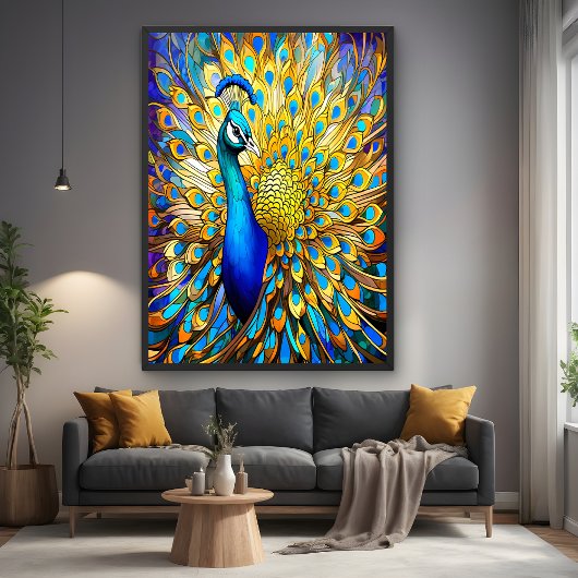 Majestic gestyltes Glass Peacock Art Nouveau Poster