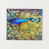 Majestic gestyltes Glass Peacock Art Nouveau Wandteppich (Vorderseite (Horizontal))