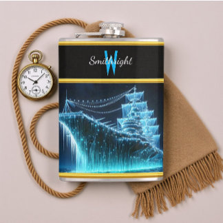 Majestic Ghost Ship glüht in der Nacht Flachmann