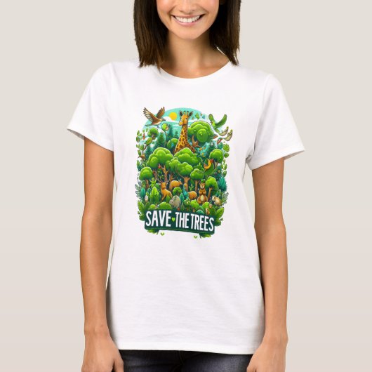 Majestic Giraffe in Forest Harmony T-Shirt (Vorderseite)