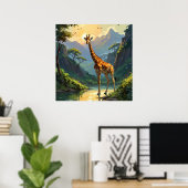 Majestic Giraffe in Nature Wildlife Painting Poster (Heimbüro)