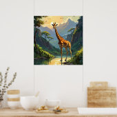 Majestic Giraffe in Nature Wildlife Painting Poster (Küche)