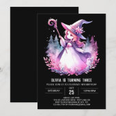 Majestic Girl Wizard Geburtstag Einladung (Vorne/Hinten)