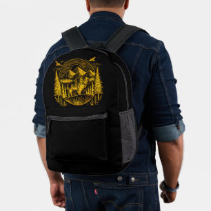 Majestic Gold Buffalo in der Bergwelt Bedruckter Rucksack