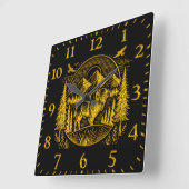 Majestic Gold Buffalo in der Bergwelt Quadratische Wanduhr (Winkel)