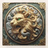 Majestic Gold Lion mit zeitlosem Design Glasuntersetzer (Vorderseite)