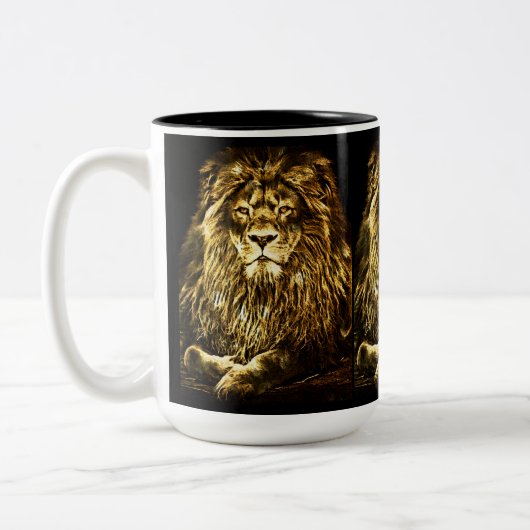 Majestic-Gold-Löwen Zweifarbige Tasse (Links)