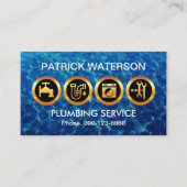 Majestic Gold Plumber Icons Flooded Blue Waters Visitenkarte (Vorderseite)
