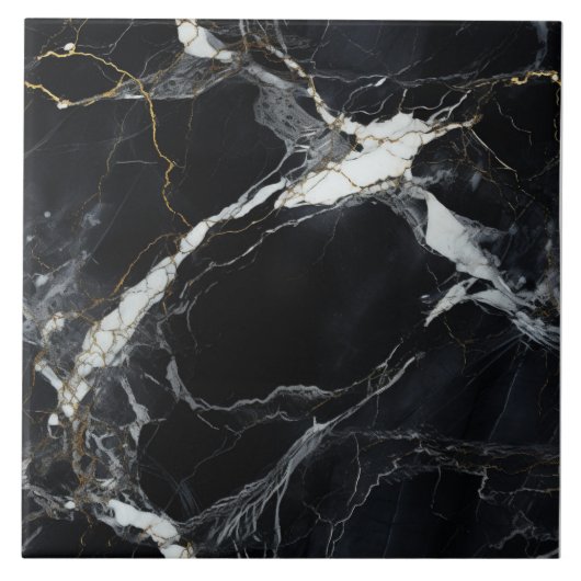 Majestic Gold Streak Black Marble Tile Fliese (Vorderseite)