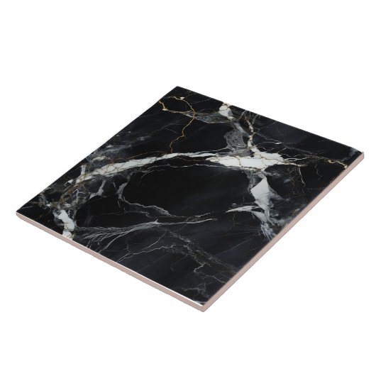 Majestic Gold Streak Black Marble Tile Fliese (Seite)
