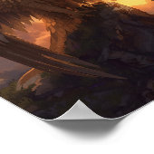 Majestic Golden Eagle Fantasy – Mythical Phoenix Poster (Ecke)