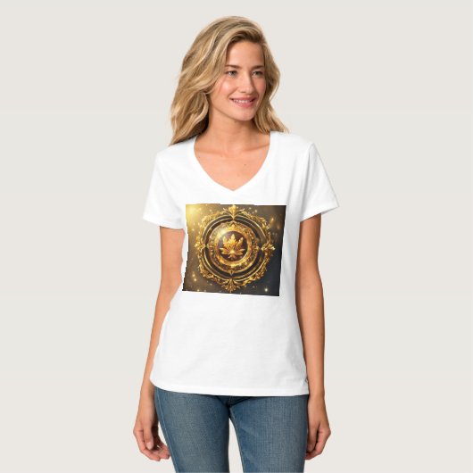 Majestic Golden Laurel Emblem T-Shirt (Vorderseite Vollansicht)