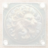 Majestic Golden Lion Emblem Design Glasuntersetzer (Rückseite)
