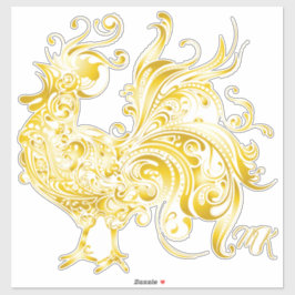 Majestic Golden Rooster Trendy Tribal Gold Aufkleber