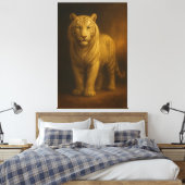 Majestic Golden White Tiger – Fine Art Premium Can Leinwanddruck (Insitu (Schlafzimmer))