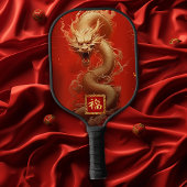 Majestic Good Fortune Red and Gold Year of Dragon Pickleball Schläger