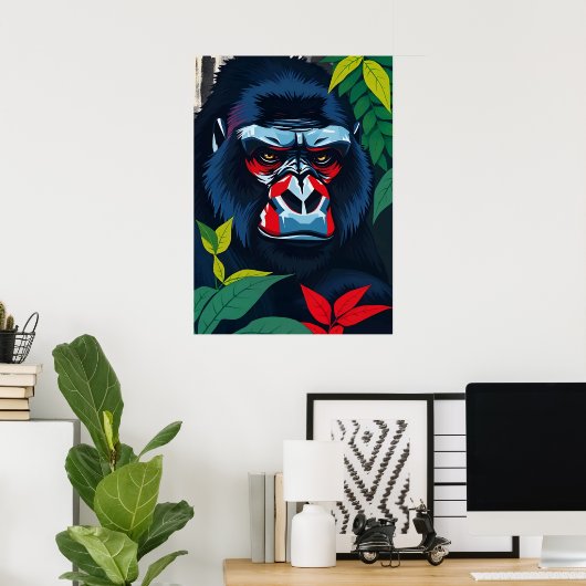 Majestic Gorilla Portrait - Jungle Alpha Art Poster (Heimbüro)