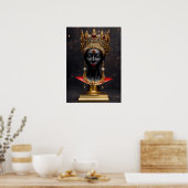 Majestic Grace: Schwarze Frau in Goldkrone Poster (Küche)