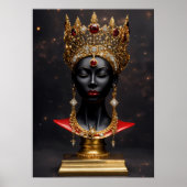 Majestic Grace: Schwarze Frau in Goldkrone Poster (Vorne)