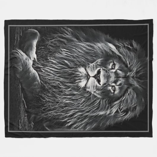 Majestic Grau Lion Fleecedecke (Vorderseite (Horizontal))