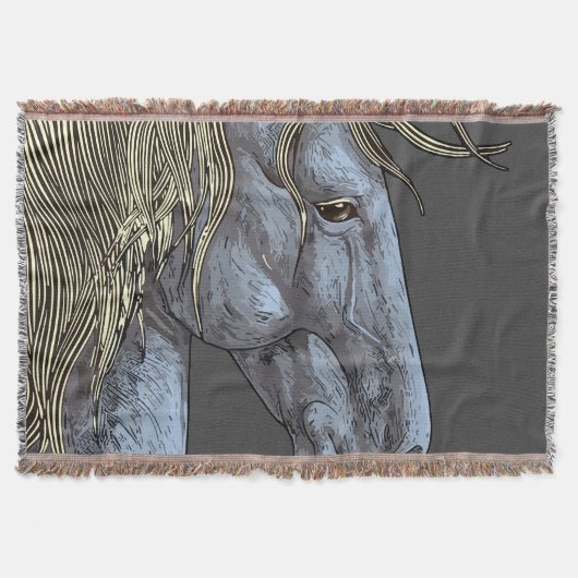 Majestic Graues Pferd mit blühender Mane Decke (Vorderseite)