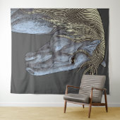 Majestic Graues Pferd mit blühender Mane Wandteppich (Beispiel (Horizontal))