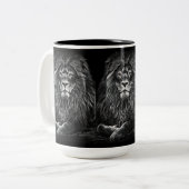 Majestic Gray Lions Zweifarbige Tasse (Vorderseite Links)