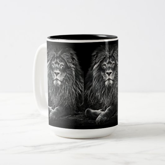 Majestic Gray Lions Zweifarbige Tasse (Vorderseite Links)