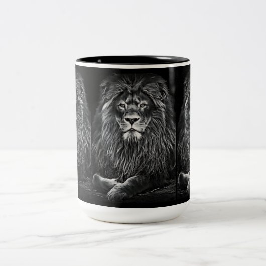 Majestic Gray Lions Zweifarbige Tasse (Mittel)