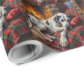 Majestic Great Dane Asleep by Fireplace Cozy Geschenkpapier (Rolleneckpunkt)