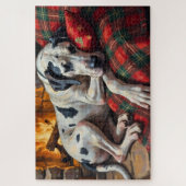 Majestic Great Dane Asleep by Fireplace Cozy Puzzle (Vertikal)