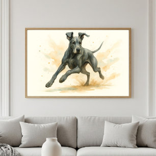 Majestic Great Dane Watercolor Portrait Poster