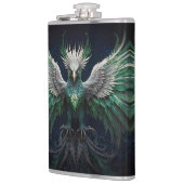 Majestic Green & White Phoenix Bird Flachmann (Links)