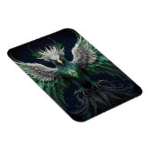 Majestic Green & White Phoenix Bird Magnet (Rechte Seite)