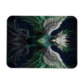 Majestic Green & White Phoenix Bird Magnet (Horizontal)