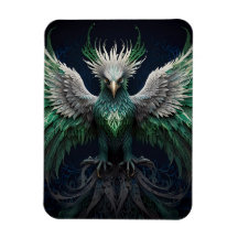 Majestic Green & White Phoenix Bird