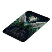 Majestic Green & White Phoenix Bird Magnet (Linke Seite)