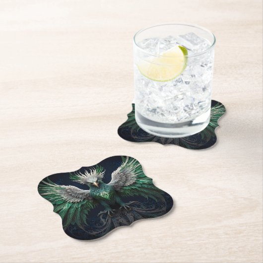 Majestic Green & White Phoenix Bird Untersetzer (Vor Ort)