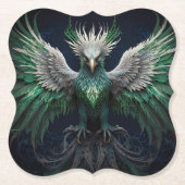 Majestic Green & White Phoenix Bird Untersetzer (Vorderseite)