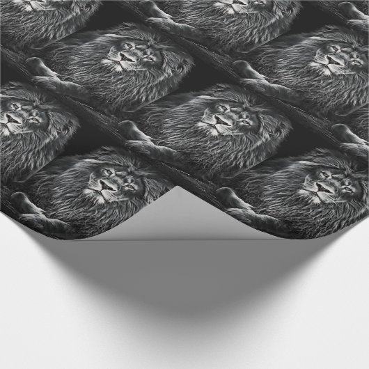 Majestic Grey Lions Pattern Geschenkpapier (Ecke)