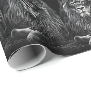 Majestic Grey Lions Pattern Geschenkpapier