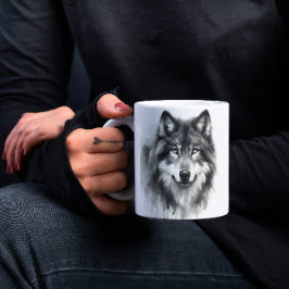 Majestic Grey Wolf Atemberaubend Watercolor Wildli Kaffeetasse