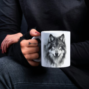 Majestic Grey Wolf Atemberaubend Watercolor Wildli Kaffeetasse