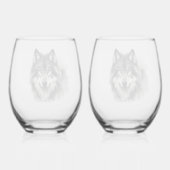 Majestic Grey Wolf Atemberaubend Watercolor Wildli Weinglas Ohne Stiel (Rückseite)