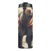 Majestic Grizzle Bär Patriotism Design Thermosbecher (Vorderseite)