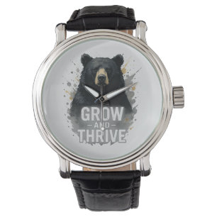 Majestic Growth Black Bear Art Armbanduhr