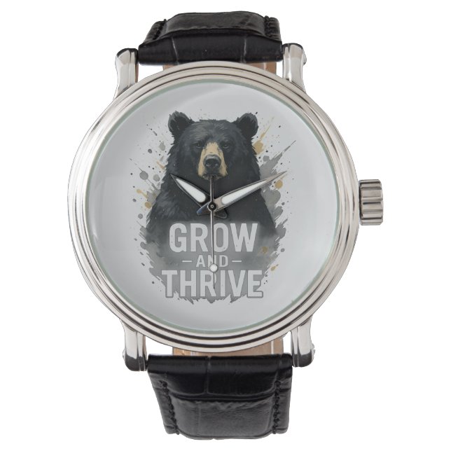 Majestic Growth Black Bear Art Armbanduhr (Vorderseite)
