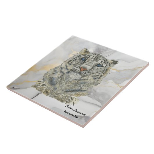 Majestic Hand Painted Snow Leopard Fliese (Seite)