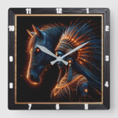 Majestic Harmonie von Pferd und Stammesgeist Quadratische Wanduhr (Vorderseite)